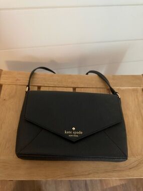 kate spade Black Envelope Crossbody with Gold Logo